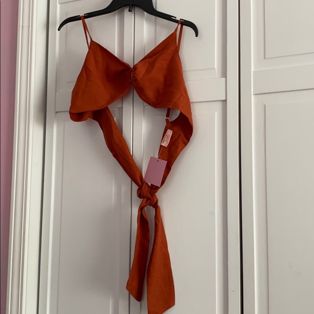 Burnt orange tie top